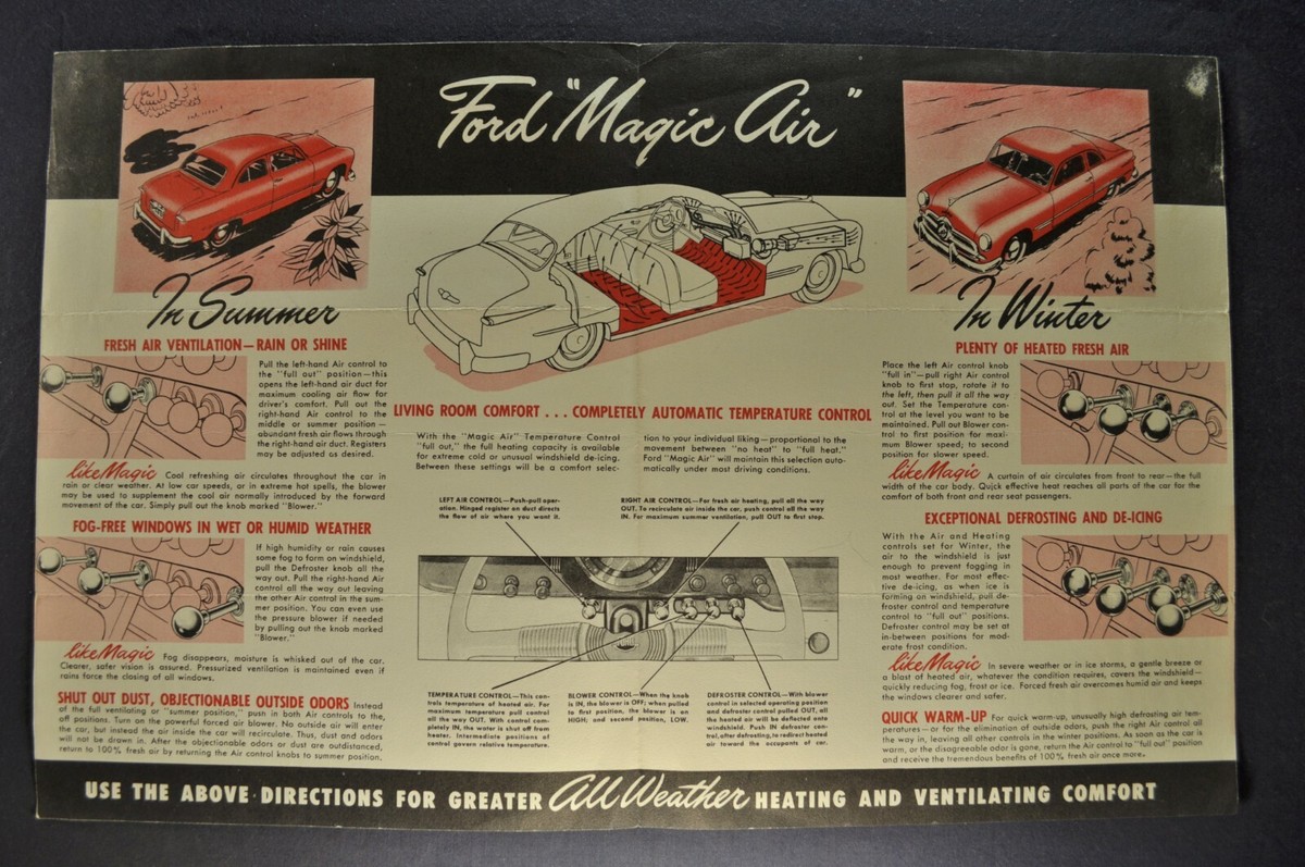 1949 Ford Magic Air Heater Brochure Folder Tudor Fordor Nice Original 49
