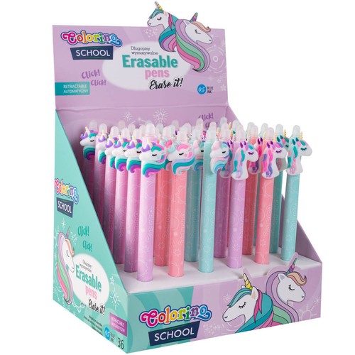 SET 6 X Radierbarer Stift mit einem Radiergummi für Kinder COLORINO EINHORN - Bild 2 von 4