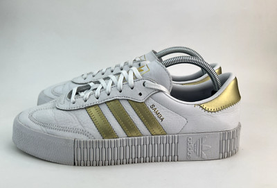 Adidas Originals Samba Rose Damen Sneaker Weiß Gold Turnschuhe UK 8