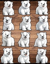 Cartoon Polar Bear Die Cut Vinyl Stickers Set Scrapbooking Laptop WaterBottle