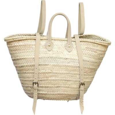 FRENCH BASKET straw bag with leather handles beach bag, straw bag, market basket
