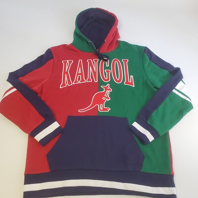 NWT Kangol Color Block 90s Style Retro Embroidered Hoodie RARE Mens Size L