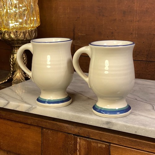Vintage Pfaltzgraff Stoneware 2 Northwinds Pedestal Mug 5" Blue Green ~ USA Made - Picture 5 of 10