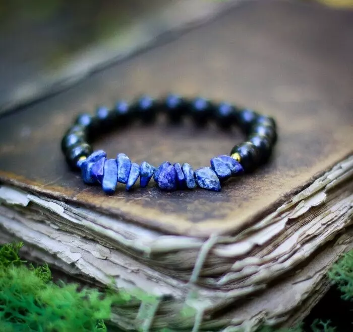 Bracelet homme perles Lapis Lazuli et argent