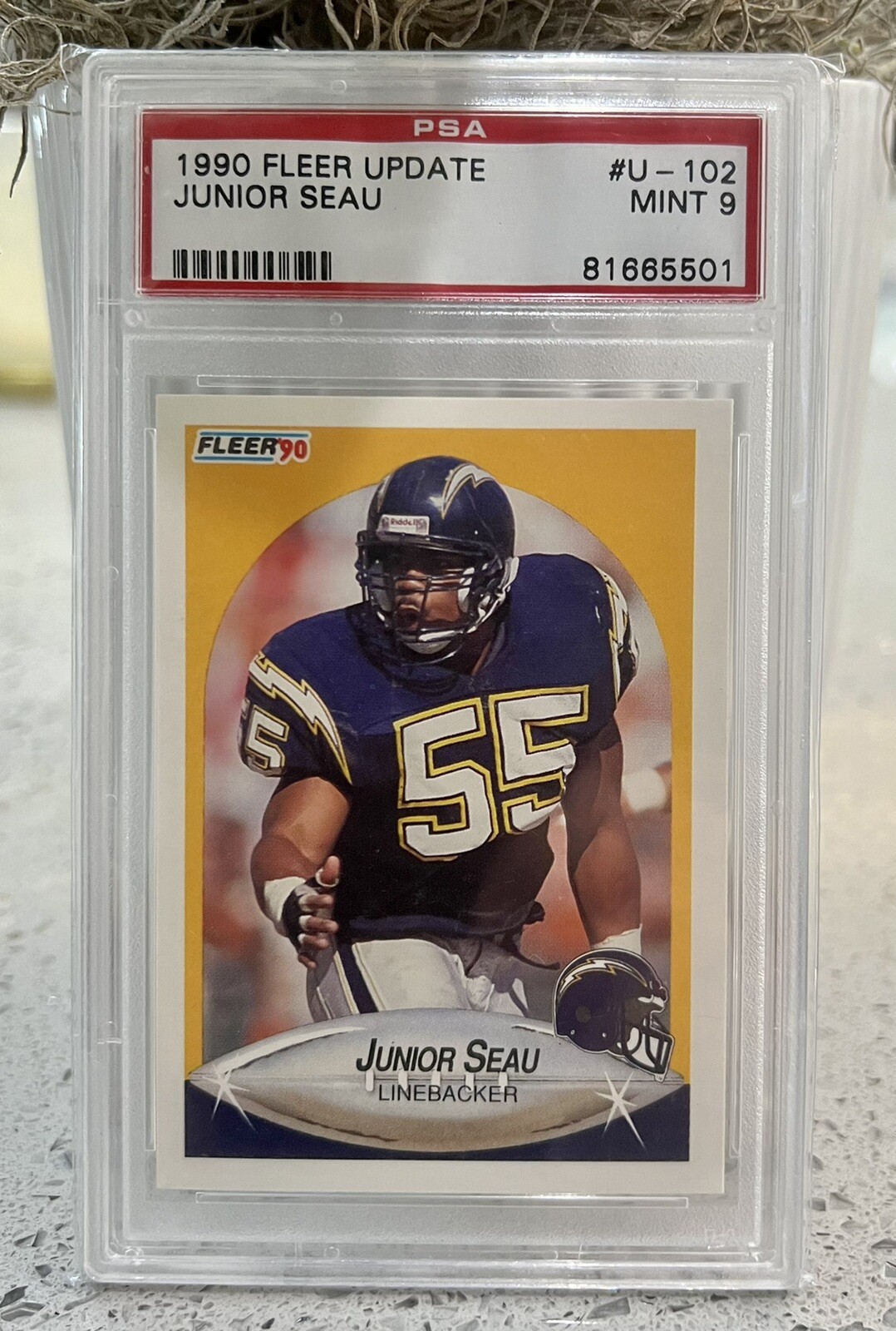 1990 Fleer Update #U-102 Junior Seau RC PSA 9 Chargers RIP