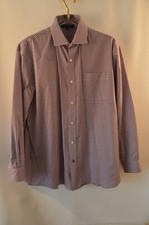 Tommy Hilfiger Men's RED WHITE Blue Plaid Button Up Dress Shirt Cotton Blend