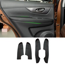 4*Cuero negro + Cubierta de reposabrazos de panel de puerta línea roja para Nissan X-Trail Rogue 14-18