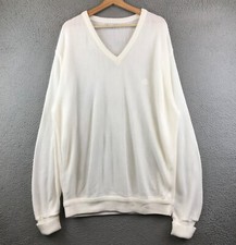 Vintage Izod V Neck Sweater Made USA Size Large XL White 1980s
