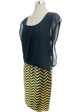 New GUESS Exquisite BLACK/GOLD Sequin Chiffon Top Party Cocktail Dress size 12