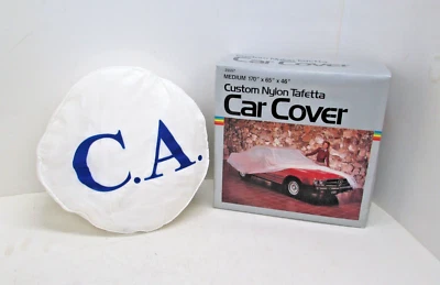 NOS! CAR COVER MEDIUM 170" X 65" X 46" NYLON TAFETTA, DOMESTIC & IMPORTED CARS - Image 1 of 4