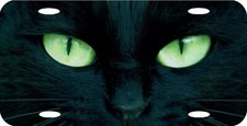 Cats Eyes Black Cat Green Eyes License Plate 12x6 New High Quality Metal