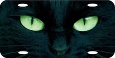 Cat's Eyes Black Cat Green Eyes License Plate 12"x6" NEW HIGH QUALITY METAL