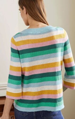 BODEN Relaxed Linen Jumper Boat Neck 3/4 Sleeves UK 8 oversized - Picture 3 of 8