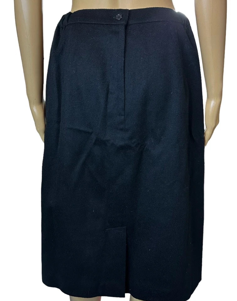 Falda lápiz vintage W.L.B.W para mujer talla 12 negra 100 % lana pura tiro alto forrada Foto 2 de 4