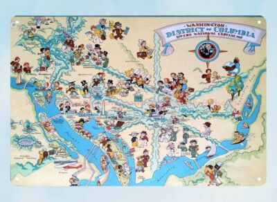 Pictorial map of Washington DISTRICT OF COLUMBIA by Ruth Taylor 1935 metal tin