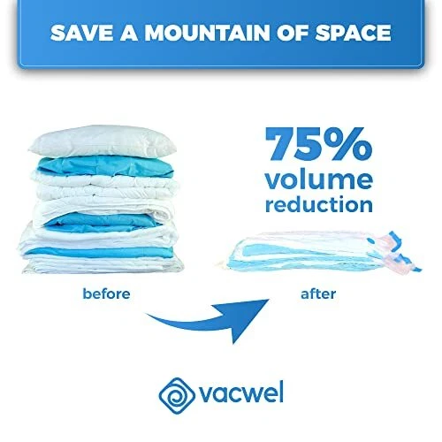 Vacwel Jumbo Vacuum Storage Bags for Clothes Quilts Pillows 43x30 Inch