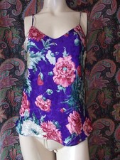 Vintage Floral Satin Polyester Brocade Camisole Lingerie M 36"
