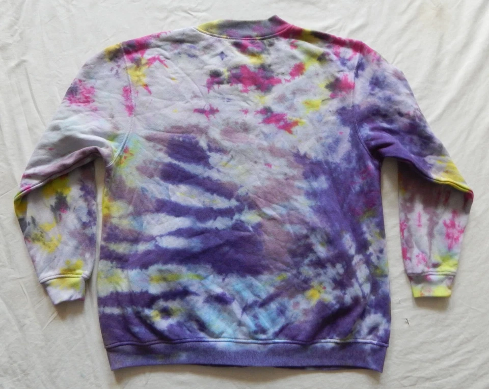 Cárdigan Tie Dye Púrpura Pájaros Crew Sudadera - Grande Damas Hecho a Mano Mujeres Foto 4 de 4