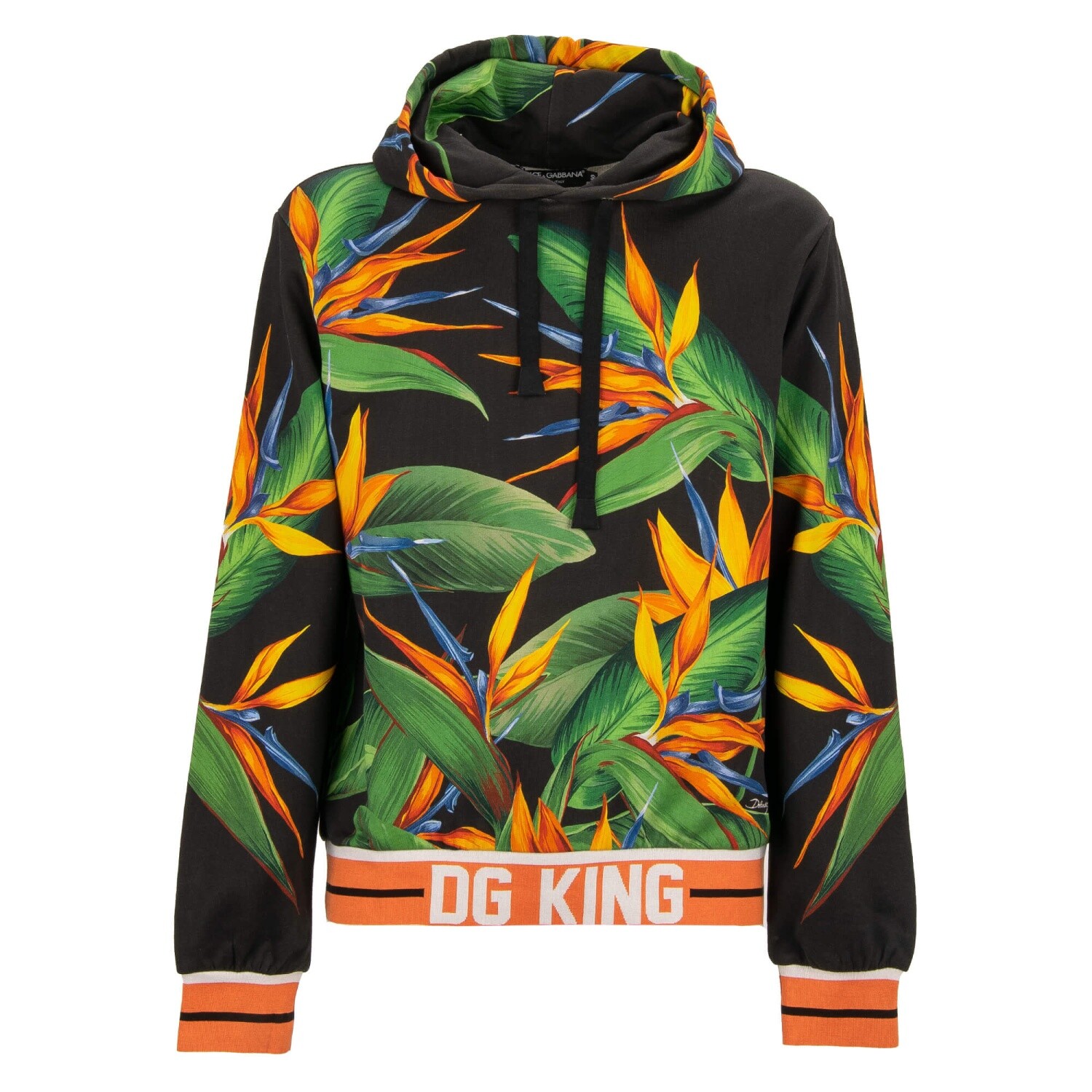 Dolce - Gabbana Tropical Hoodie Pullover King Black Orange 46 US 36 S 83090₽