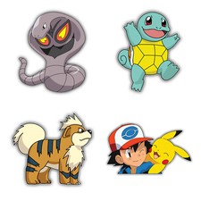 Pokemon Cartoon Set Of 4 Vinyl Sticker Decal - 5'' longer side ID:7