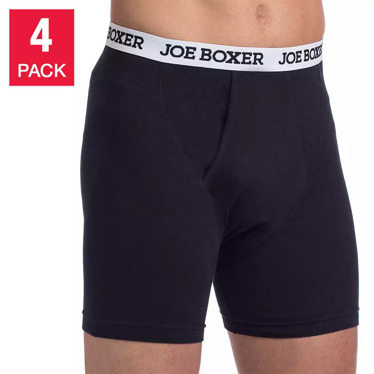 Joe Boxer Men's Boxer Briefs 4-pack, Black, XXL, 100% Cotton