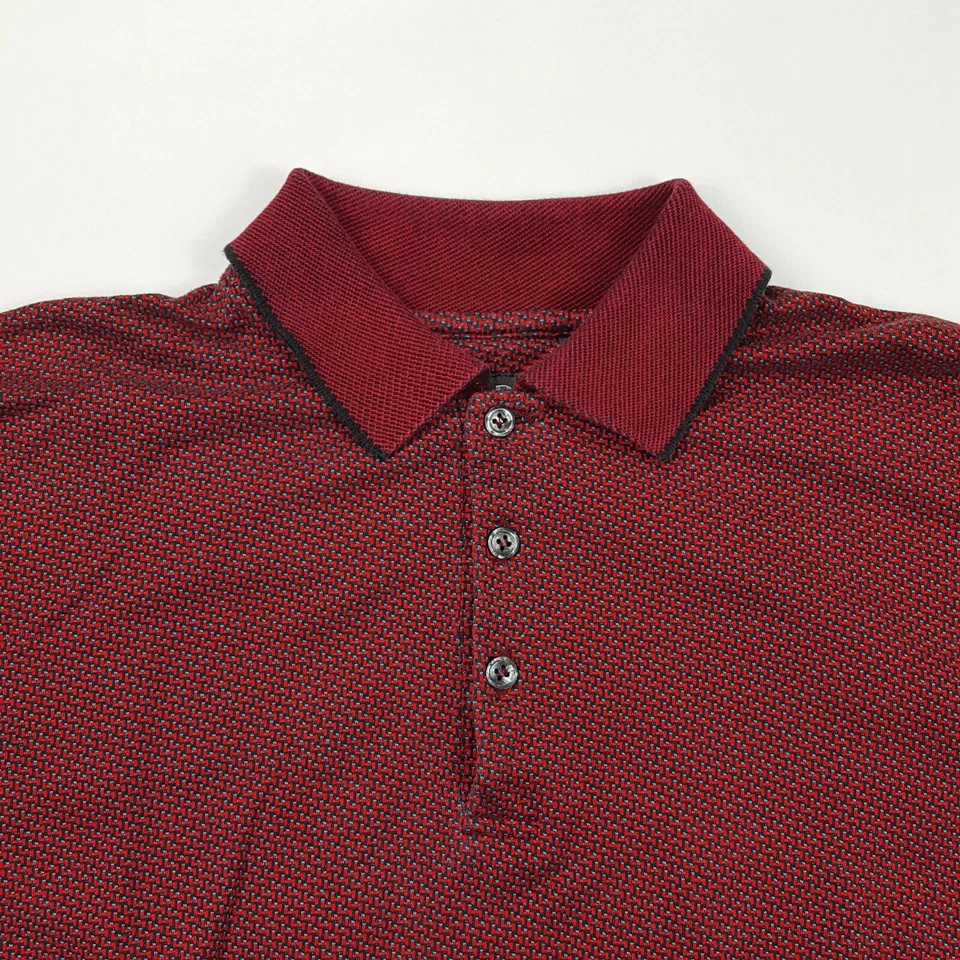 Camisa Polo Tundra Roja Geométrica Para Hombres Grande Canadá Manga Corta Cuello  Foto 3 de 4
