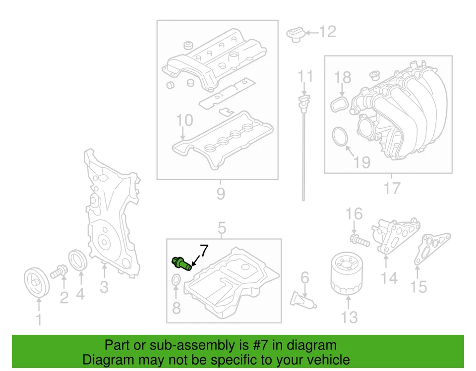 OEM Mazda 3, 6, CX-30, CX-5, MX-5 Miata, CX-9 Oil Pan Drain Plug # PE02-10-404 - Image 2 of 3
