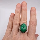 Vintage Signed 925 Silver Malachite Navajo Ring Sterling Chunky Bold Size 7 3/4