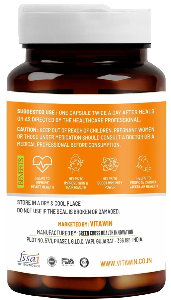 Vitawin Espino cerval de mar para un corazón sano, poder inmunológico, desintoxicación corporal 60 cápsulas Foto 2 de 4