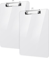 2 Pack Plastic Clipboards, A4 Acrylic Clear Board 8.5x11 for Classroom,