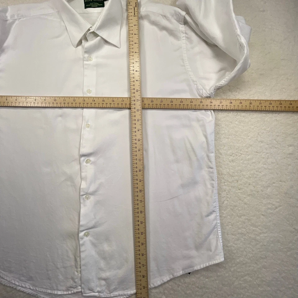 Lauren Ralph Lauren White Herringbone Dress Shirt 17 34/35 French Cuff Cotton - Image 4 of 4
