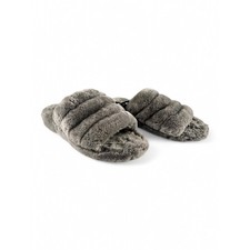 UGG Fluff Yeah Gray Fuzzy Shearling Slide Sandals Womens Size 11 1095119