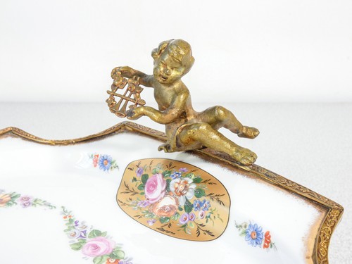 ⚜️ ALZATA PORCELLANA VIEUX LIMOGES PORCELAINE DE FRANCE DIPINTA A MANO VASSOIO - Foto 4 di 7
