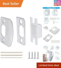 Door Latch Strike Plate, Stainless Steel Door Lock Plate Repair Kit with Spac...