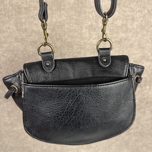 Vintage Mudd Y2K Crossbody Handtasche Kunstleder kleiner verstellbarer Riemen Quasten schwarz - Bild 11 von 14