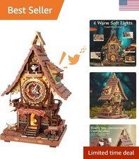 3D Wooden Puzzles for Adults, Cuckoo Clock Model Kit, Room Home Decor DIY Wat...