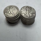 Lot of 20 Walking Liberty Half Dollars 90% Silver $10 FV