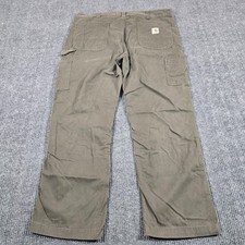 Carhartt Pants Mens 40x30 Green Relaxed Fit Canvas Carpenter Workwear B324 DFE