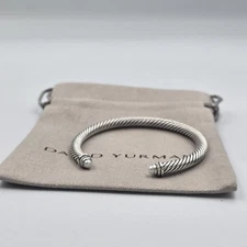 David Yurman Cable Classics 5mm Pearls and Diamonds Cable Cuff Bracelet