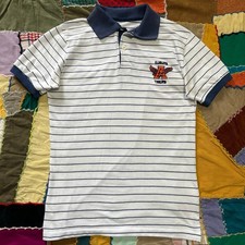 Vintage 90s Auburn Tigers Striped White Polo Medium