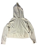 Women  s Cream Cropped Hoddie Size Small Long Sleeve Pullover Sweatshirt