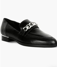 Rag & Co Pola Chain Bit Negro Mocasines Cuero Zapatos Mujer Talla 9 Oficina Elegante