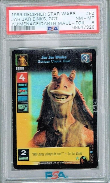 1999 Decipher   Star Wars Y/J Menace/Darth Maul Jar Jar Binks GCT  PSA 8  5333