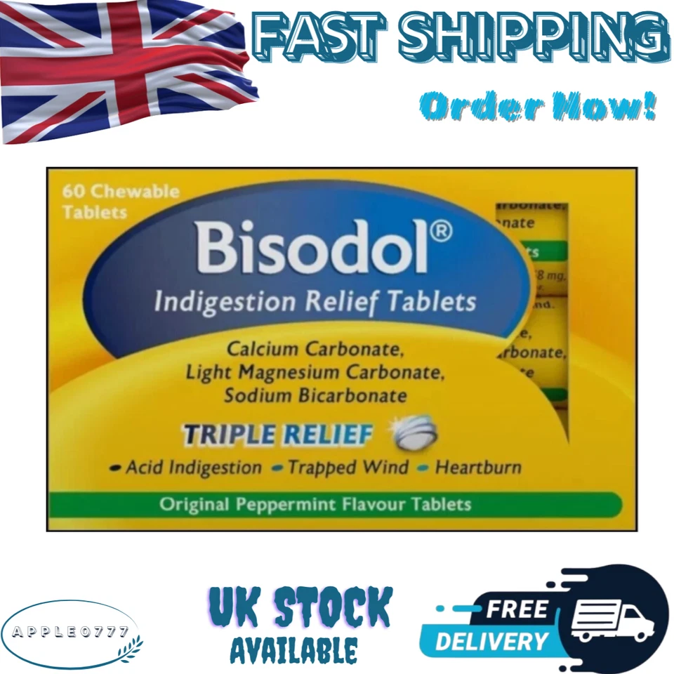 Bisodol Indigestion Relief-60 Chewable Tablets - Neutralise Excess Stomach Acid