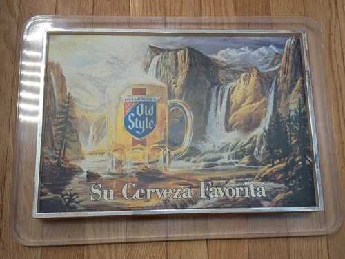 (VTG) 1980s OLD STYLE BEER WATERFALL MOUNTAIN LIGHT-UP SIGN SU CERVEZA FAVORITA