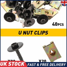 40Pcs Metal Car Screw Body Fender Bumper Retainer U Nut Clips Gasket Fastener UK