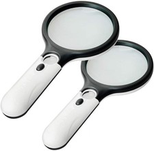 3x 45x Handheld Magnifying Glass Reading Lens 3 LED Light Jewelry Loupe