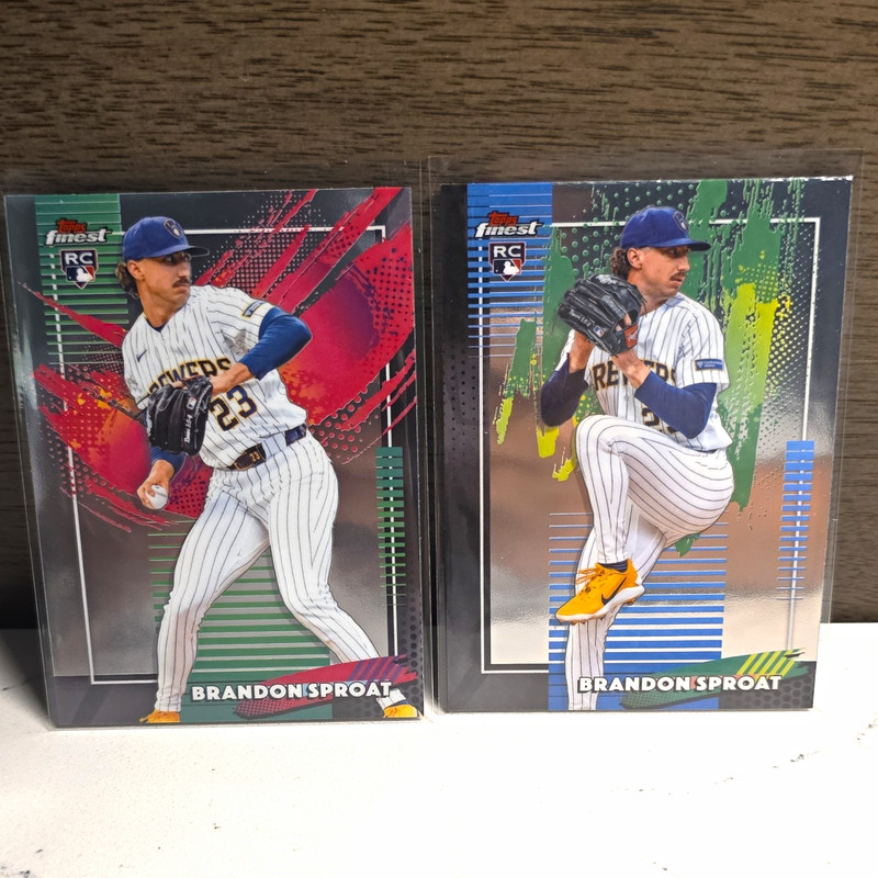 Topps Finest 2026 Brandon Sproat Milwaukee Brewers Rookie 2 Card Lot Rare&Common