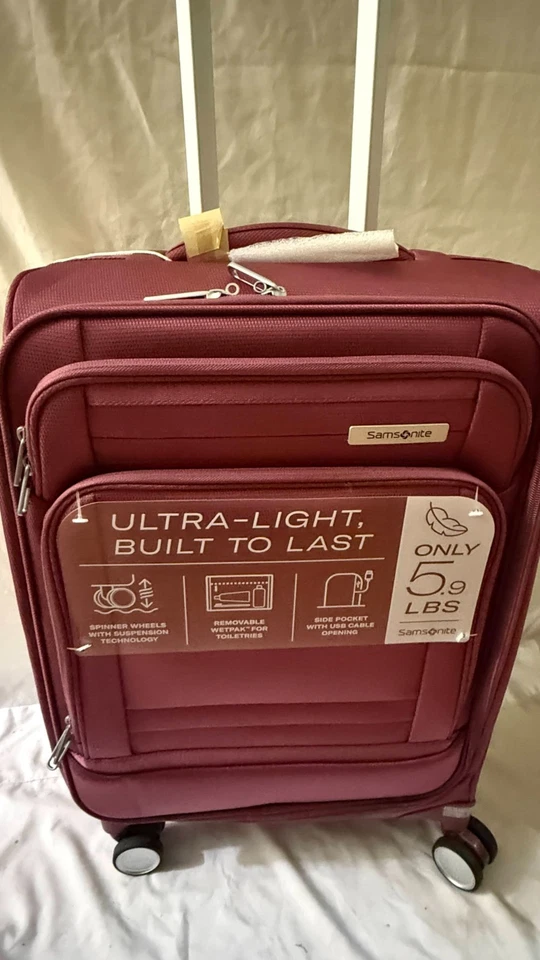 $480 Samsonite AirLIFT Carry On Spinner 21" Purple Softcase Luggage Suitcase - Image 3 of 4