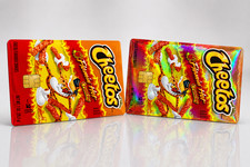 Bolsa de bocadillos Cheetos Flammin Hot Recubrimiento de tarjetas de crédito Vinilo Adhesivo Envoltura de tarjetas de débito